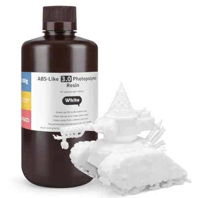 Abbildung von ELEGOO 405nm ABS Like Resin 3.0, LCD UV Rapid Hohe Präzision, Nicht Spröde, Verbesserte Festigkeit und Zähigkeit für LCD/DLP 3D Drucker Photopolymer Harz Weiß 1000g