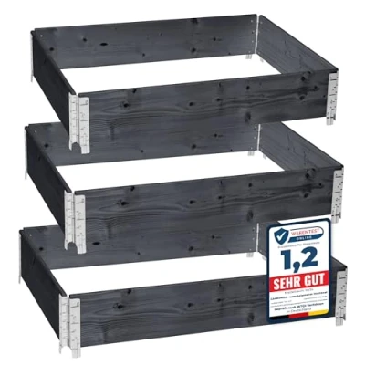 Abbildung von Garronda Hochbeet Profil 3er Pack Palettenrahmen 120x80x20 Holz für Pflanzen GD 0075 (3 St., Set)