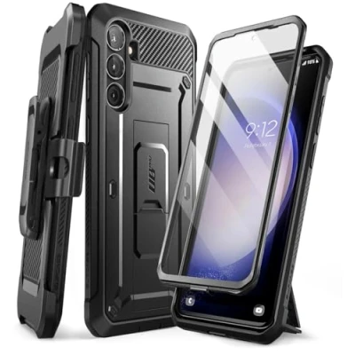Abbildung von SupCase für Samsung Galaxy S23 FE Hülle Outdoor Handyhülle Bumper Case Rugged Schutzhülle Cover [Unicorn Beetle Pro] mit Integriertem Displayschutz und Ständer, Gürtelclip (Schwarz)