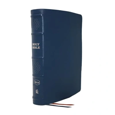Abbildung von NKJV, Single Column Reference Bible, Genuine Leather, Blue, Comfort Print: Holy New King James Version