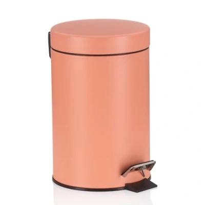 Abbildung von kela Kosmetikeimer rosa 3l, Metall Tretmülleimer Badezimmer, Badmülleimer mit Inneneimer und Tragehenkel, MONACO, pfirsichrosa matt