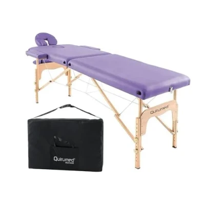 Abbildung von QUIRUMED Easy Klappmassagetisch aus Holz, Farbe Weiß, 186 x 66 cm, Massagetisch, Physiotherapie Massage, Kunstleder, Gelenkkopf, höhenverstellbar, 2 Abschnitte