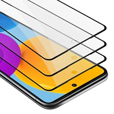 Abbildung von Cadorabo Panzerfolie für Samsung Galaxy M52 5G Schutzfolie, [3 Stück] [Case Friendly] [Anti Kratzer] Fingerabdruck] Gehärtetem Glas Tempered Displayschutzfolie