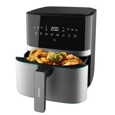 Abbildung von Cecotec Heißluftfritteuse 5,5 L Cecofry Full Inox 5500 Pro. 1700 W, Kompaktes und Digitale, Diät Fritteuse, Edelstahlausführung, ölfrei, PerfectCook Technologie, Thermostat, 8 Modi