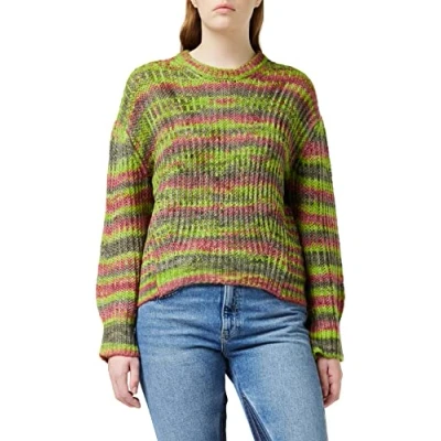 Abbildung von JACK &amp; JONES Women&#039;s JXSIMONE Crew Neck Knit NOOS Pullover, Woodbine/Multi Space dye, M