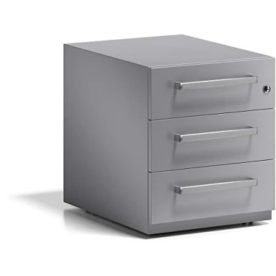 Abbildung von Bisley Rollcontainer Note mit Griff, 3 Universalschubladen, Metall, 355 Silber, 56.5 x 42 49.5 cm