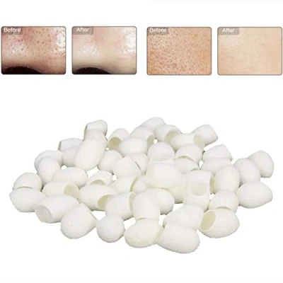 Abbildung von Seidenraupenkokons 50PCS Mitesser Seidenkokons Mitesserentfernung Peeling Seidenraupenkugeln Gesichtspflege Natürliche für die Haut