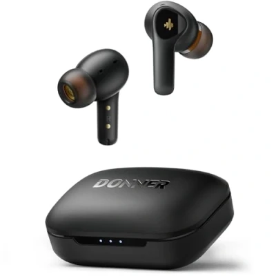 Abbildung von Donner Bluetooth Kopfhörer mit Geräuschunterdrückung, In Ear kabellos 12mm Audiotreiber, intensiver Bass, Noise Cancelling 4 Mikrofone, 32 Std Akku, 5.2, Schwarz