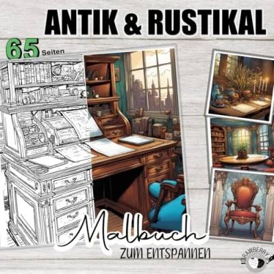 Abbildung von ANTIK &amp; RUSTIKAL Malbuch zum Entspannen: Antike Möbel Ausmalen für Erwachsene mit vielen Details