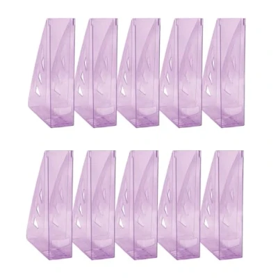 Abbildung von OFFICER PRODUCTS Stehsammler Modernes Design/ 10 Stück / A4 Farbe: Violett Transparent/Hart Kunststoff/Durchbrochen/Schreibtisch Organizer für Zeitschriften/Bruchsicher