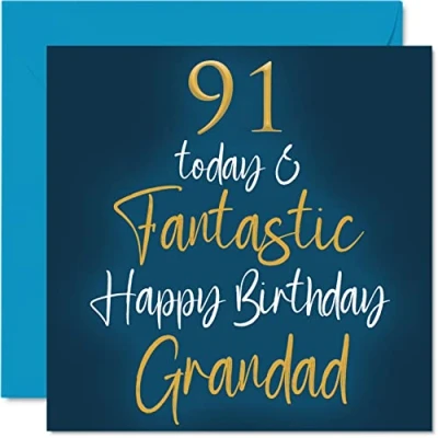 Abbildung von Stuff4 Fantastische Geburtstagskarte zum 91. Geburtstag für Großvater 91 Today &amp; Fantastic von Enkelin, Großvater, Geburtstagsgeschenk, 145 mm x