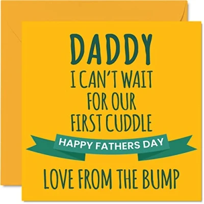 Abbildung von Stuff4 Lustige Vatertagskarten für Papa Erstes Kuscheln Happy Fathers Day Karte vom Bump, besondere Vatergeschenke, 145 mm x Vatertagsgrußkarten Geschenk