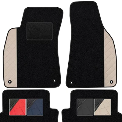 Abbildung von moto MOLTICO Fußmatten Auto Velours Autoteppiche Schwarz Automatten Set 2 teilig Auffälliges Design passend für Audi TT 8J 2006 2014 (Beiges Muster)