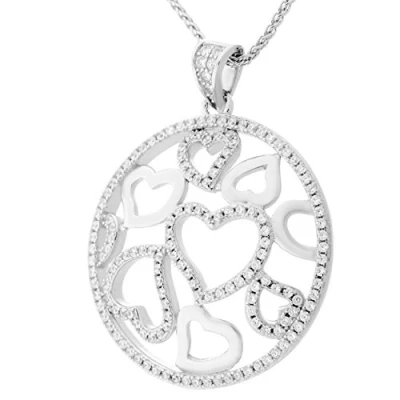 Abbildung von Orphelia Damen Anhänger met Kette 925 Silber rhodiniert Zirkonia weiß Brillantschliff ZH 7217