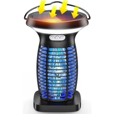 Abbildung von Anysun Solar Insektenvernichter, Mückenfalle Wasserdichter Fliegenfalle Elektrisch, Wiederaufladbarer Mückenlampe, Insektenvernichter Elektrisch für Drinnen, Hinterhof, Terrasse, Garten, Camping