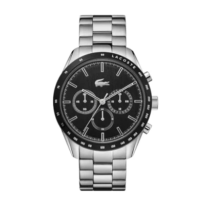 Abbildung von Lacoste Chronograph Quarzuhr der BOSTON Kollektion für Herren mit Leder oder Edelstahlarmband in Glieder Mesh Design