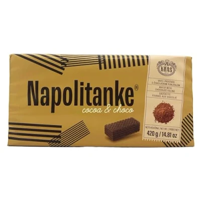 Abbildung von NAPOLITANKE KRAS Premium Waffeln Waffelkekse mit leckeren Milch , Schokoladencreme Haselnuss Zitronen und Orangenfüllungen Verschiedene Größen (420 G COCOA &amp; MILK, 16 PCS)