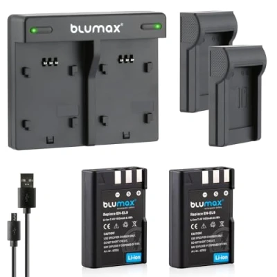 Abbildung von 2X Blumax Akku für Nikon EN EL9 / EL9e EL9a 1000mAh + Mini Dual Ladegerät USB Charger kompatibel mit D3000, D40, D40x, D5000, D60, D 3000, 40, 40x, 5000, 60