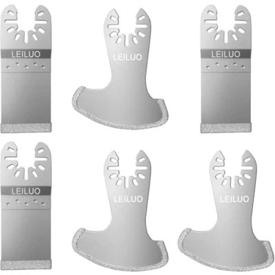Abbildung von 6 teiliges Diamant Fugenentferner Sägeblatt Set Universal für Multitools kompatibel mit DeWalt Makita Einhell Dremel 2 mm Fliesenfugen und Zement
