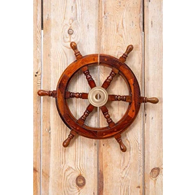 Abbildung von mare me Steuerrad Deko Holz antik nautisch 45cm