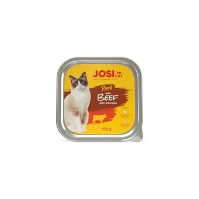 Abbildung von JosiCat Paté with Beef (32 x 100 g) Adult Premium Nassfutter für ausgewachsene Katzen Pastete mit Rind Vitamin D3 &amp; E getreidefrei Powered by JOSERA Katzenfutter nass 32er Pack
