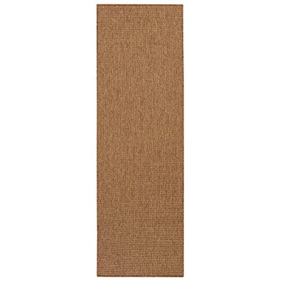 Abbildung von BT Carpet Nature Läufer In und Outdoor Schlingen Küchenläufer Rutschfest Flachgewebe Kurzflor Woll Optik Fineloop Küchenteppich für Flur, Küche, Garten, Terrasse, Badezimmer Naturbraun, 80x350cm