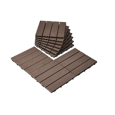 Abbildung von VEVOR 27x Terrassenfliesen Klickfliese Balkonfliesen Fliesen 30x30cm Dunkelbraun