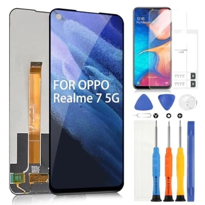Abbildung von ARSSLY LCD Display für Oppo Realme 7 5G RMX2111 6,5 Zoll Bildschirm Digitizer Touchscreen Ersatzbaugruppe Reparaturteil (Schwarz)