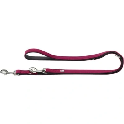 Abbildung von HUNTER SOFTIE Verstellbare Führleine für Hunde, Kunstleder, samtig, pflegeleicht himbeer, 1,5/200 cm, himbeer
