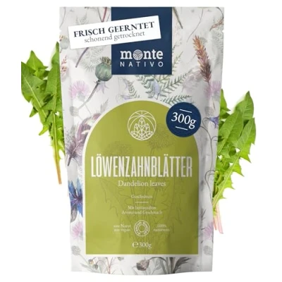 Abbildung von Löwenzahntee Monte Nativo (300 g) Dandelion tea schonend getrocknet zur jeder Zeit 100% rein und natürlich Löwenzahnblättertee als Kräutertee oder Tee Geschenk Früchtetee