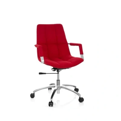 Abbildung von hjh OFFICE 670913 Schreibtischstuhl SARANTO Stoff Rot Bürostuhl mit Armlehnen im Retro Design, höhenverstellbar