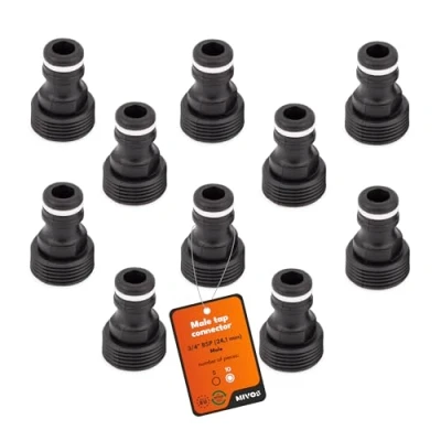 Abbildung von MIVOS 10 x Hahnverbinder Anschluss für Wasserhähne mit 3/4 Zoll BSP (24,1 mm) Innengewinde Wasserhahn Adapter Schnellkupplung Gartenschlauch Hergestellt aus 90% Recyceltem Kunststoff