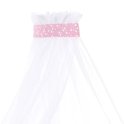 Abbildung von babybay Himmel Piqué mit Band passend für Modelle Midi, Original, Maxi, Boxspring und Comfort Plus, Beere Sterne weiß