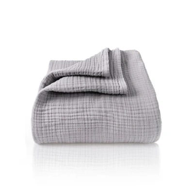 Abbildung von LAYNENBURG Premium Musselin Tagesdecke 150x200 cm 100% Baumwolle extraweiche, leichte Sommerdecke als Kuscheldecke, Bett Überwurf, Baumwolldecke, Couch Überwurf warme Sofa Decke (Grau)