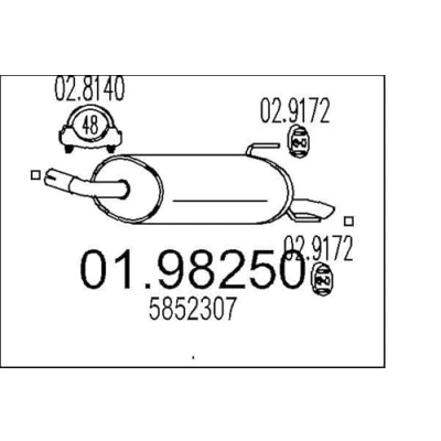 Abbildung von MTS 01.98250 Endschalldämpfer 820 OPEL: Astra H GTC, Caravan, Schrägheck kfzteile, kfzteile24, bandel online, bandel, atp autoteile,