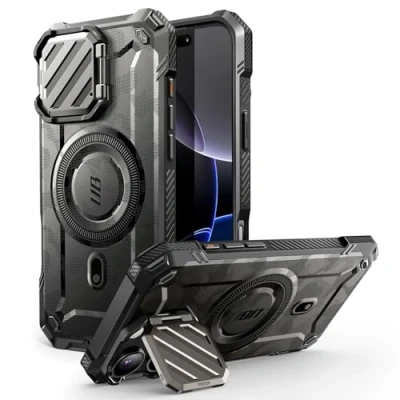 Abbildung von SUPCASE für iPhone 16 Pro Hülle mit Kameraschutz [Kompatibel MagSafe] Dünne Handyhülle Bumper Case Magnetische Schutzhülle Ständer [UB Mag XT] 6.3&#039;&#039; 2024 (CamoGrau)