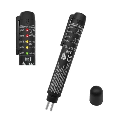 Abbildung von ZKTOOL Auto Universal Bremsflüssigkeitstester ist für Bremsflüssigkeit DOT3 DOT4 DOT5 ENV6 ENV4, Bremsflüssigkeitsprüfer mit 5 LED Anzeigen, Tester Stift, Wassergehaltstester