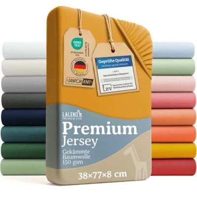 Abbildung von Laleni Spannbettlaken Premium für Beistellbett Atmungsaktives Spannbetttuch, Gummizug: rundum, (1 Stück), 100% Baumwolle (150 g/m)