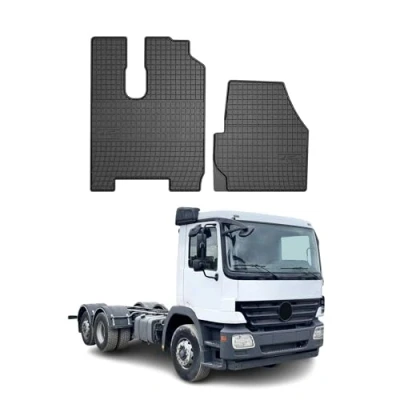 Abbildung von OMAC Gummi Fußmatten kompatibel mit Mercedes Actros MP2 2003 2008 Automatten Schwarz 2X
