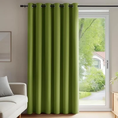 Abbildung von Deconovo Verdunkelungsvorhang Ösen Gardinen Wohnzimmer Vorhang Blickdicht 290x200 cm Apfelgrün 1 Stück