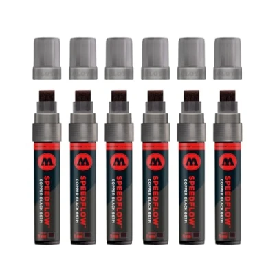 Abbildung von Molotow Masterpiece Speedflow Permanentmarker (nachfüllbar, 667 PI, 15 mm) 6 Stück kupferschwarz