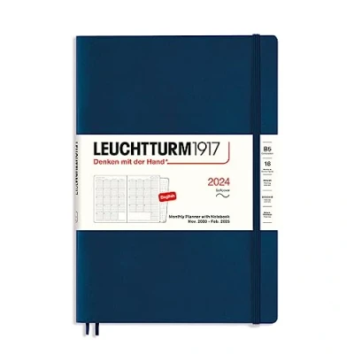 Abbildung von LEUCHTTURM1917 367565 Monatsplaner mit Notizbuch, Softcover, Composition (B5) 2024, 16 Monate, Navy, English