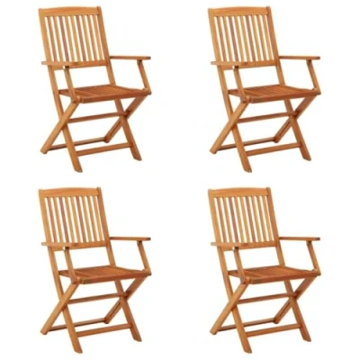 Abbildung von vidaXL 4X Eukalyptusholz Massiv Gartenstuhl Klappbar mit Armlehnen Klappstuhl Holzstuhl Stuhl Stühle Essstuhl Gartenmöbel Terrassenstuhl Balkonstuhl