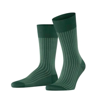 Abbildung von FALKE Herren Socken Oxford Stripe M SO Baumwolle gemustert 1 Paar, Grün (Hunter Green 7441), 39 40