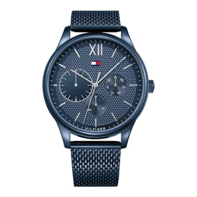 Abbildung von Tommy Hilfiger Multi Zifferblatt Quarz Uhr für Herren mit Blaues Edelstahlarmband 1791421