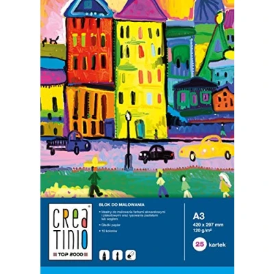 Abbildung von TOP 2000 400079859 CREATINIO Malblock A3 20 Blätter, 120 g/m2, 10 Stück Packung, Mix von Umschlagmustern weiß
