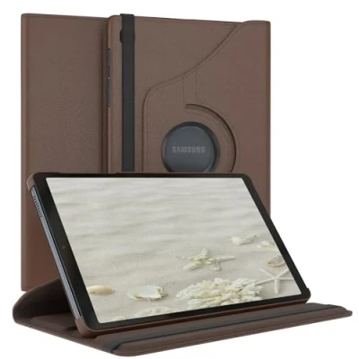 Abbildung von EAZY Case Tablet Hülle für Samsung Galaxy Tab A7 Lite Schutzhülle 8 Zoll Smart Cover Rotationcase zum Aufstellen Klapphülle 360 drehbar mit Standfunktion Tasche Kunstleder Braun