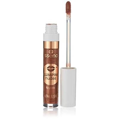 Abbildung von essence PLUMPING nudes lipgloss, Lip Gloss, Nr. 09 Larger Than Life, braun, vergrößernd, glänzend, schimmernd, vegan, entspricht unserem CLEAN BEAUTY Standard, ölfrei (4,5ml)