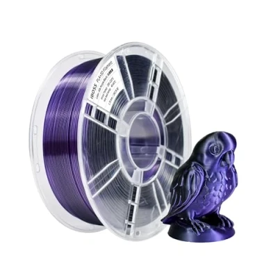 Abbildung von iBOSS Seide zweifarbig lila schwarz Plus, 1kg 3D Drucker High Speed PLA PRO Filament 1,75 mm +/ 0,02 mm, geeignet für die meisten FDM Drucker, PLA+ (Seide schwarz)