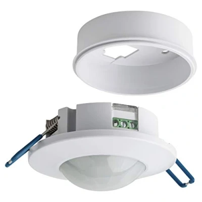 Abbildung von SEBSON® Bewegungsmelder Innen 2er Set Unterputz Aufputz Decken Montage, programmierbar, Infrarot Sensor, Reichweite 8m / 360, LED geeignet, 3 Draht Weiß